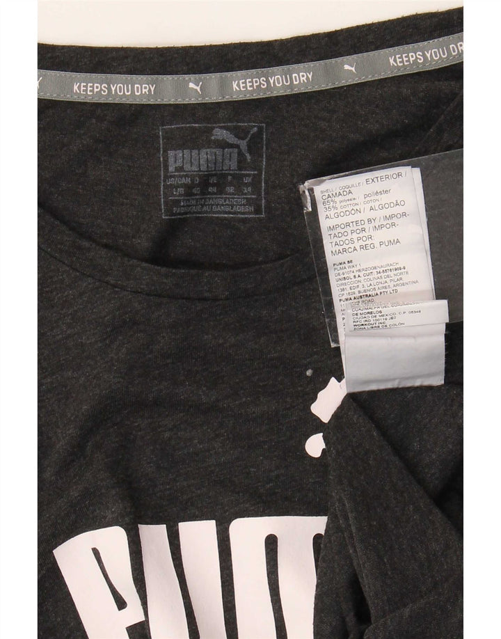 Puma Damen Graphic T-Shirt Top UK 14 Mittelgraues Polyester