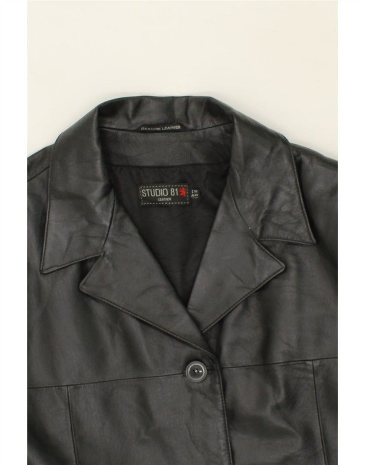 VINTAGE Womens Leather Coat IT 54 2XL Black Leather Vintage Vintage and Second-Hand Vintage from Messina Hembry 