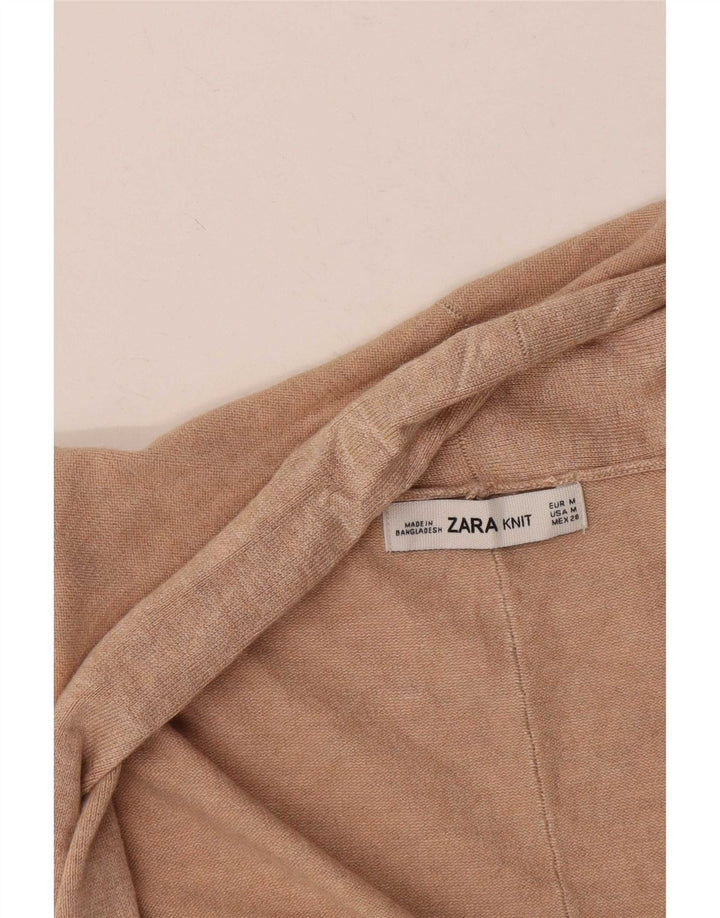 Zara Damen Longline Open Cardigan Pullover UK 14 Medium Beige