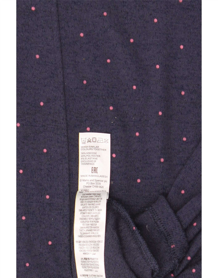 Marks & Spencer Damen Top Langarm UK 14 Large Marineblau gepunktet