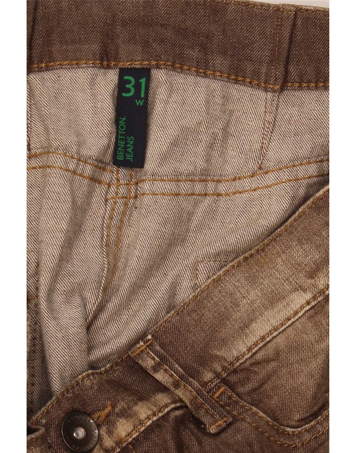 Benetton Damen Mini-Jeansrock mit niedriger Taille, W31, Mittelbraun