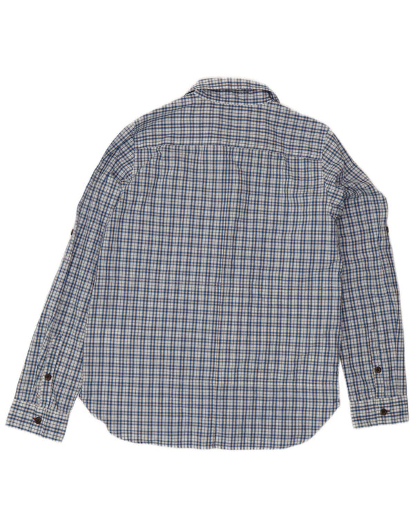 Patagonia Damenhemd UK 14 Mittelblau karierte Baumwolle