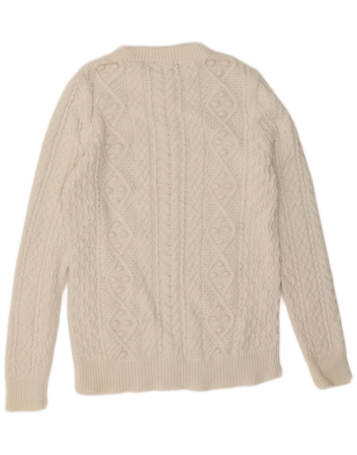 Zara Damen-Pullover mit Rundhalsausschnitt, Mittelweiß