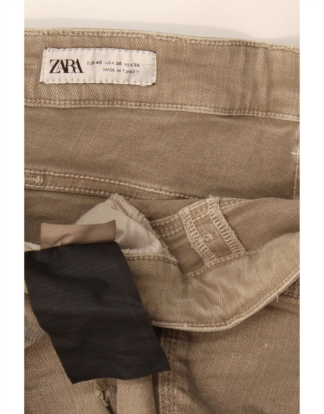 ZARA Herren Distressed Denim Shorts EU 46 XL W36 Khaki