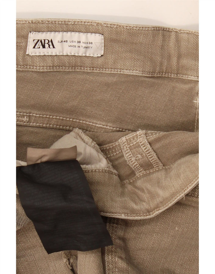 ZARA Herren Distressed Denim Shorts EU 46 XL W36 Khaki