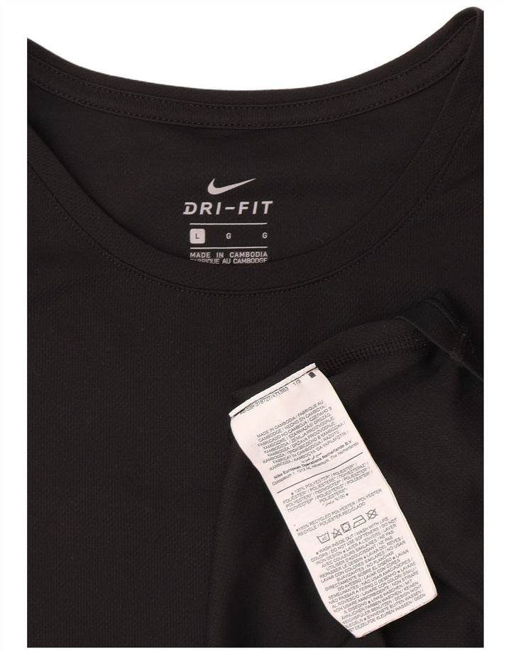 Nike Damen Dri Fit Graphic T-Shirt Top UK 16 Large Schwarz Polyester