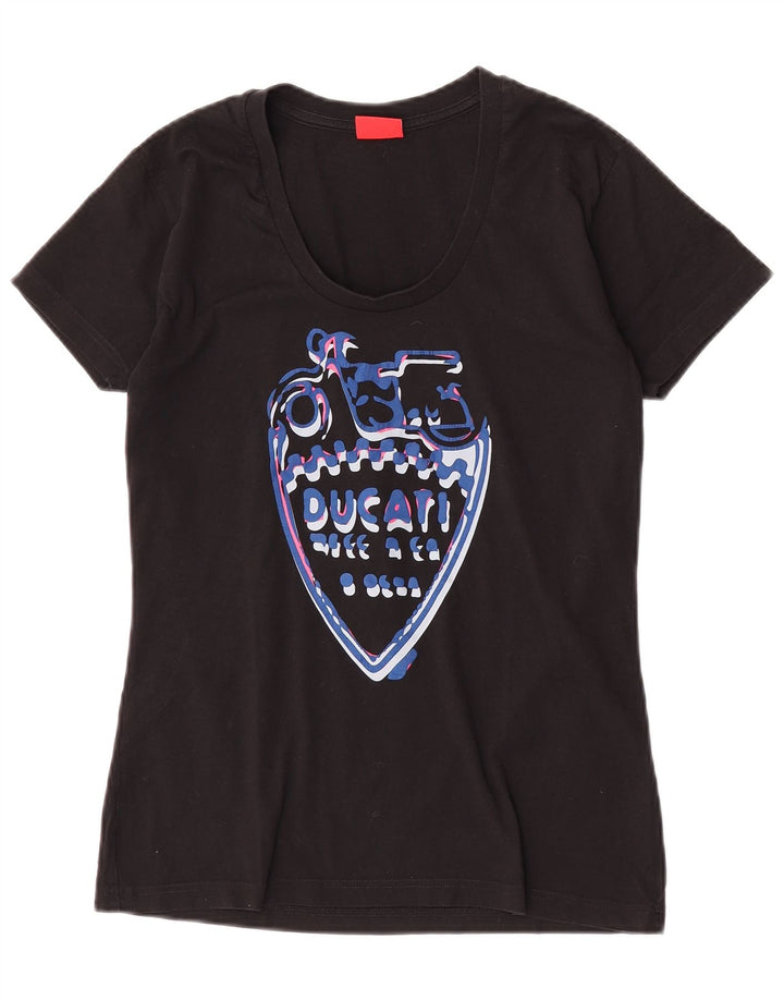 Ducati Grafik-T-Shirt für Damen, UK 12, mittelschwarz, Baumwolle