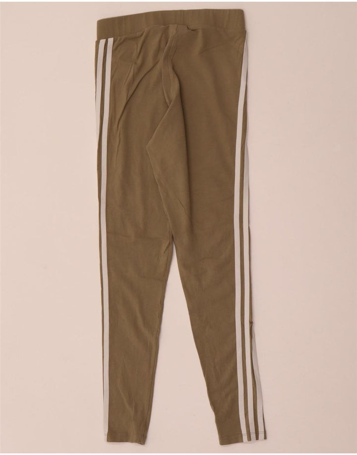ADIDAS Damen Leggings UK 8 Small Khaki Baumwolle