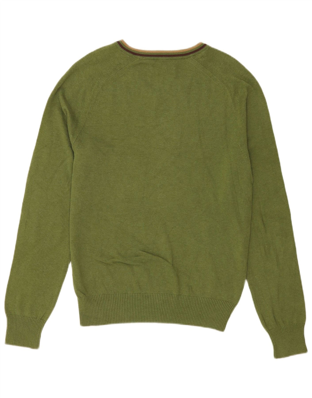 Penguin Herren-Pullover mit V-Ausschnitt, mittelgrün, gestreift, Baumwolle