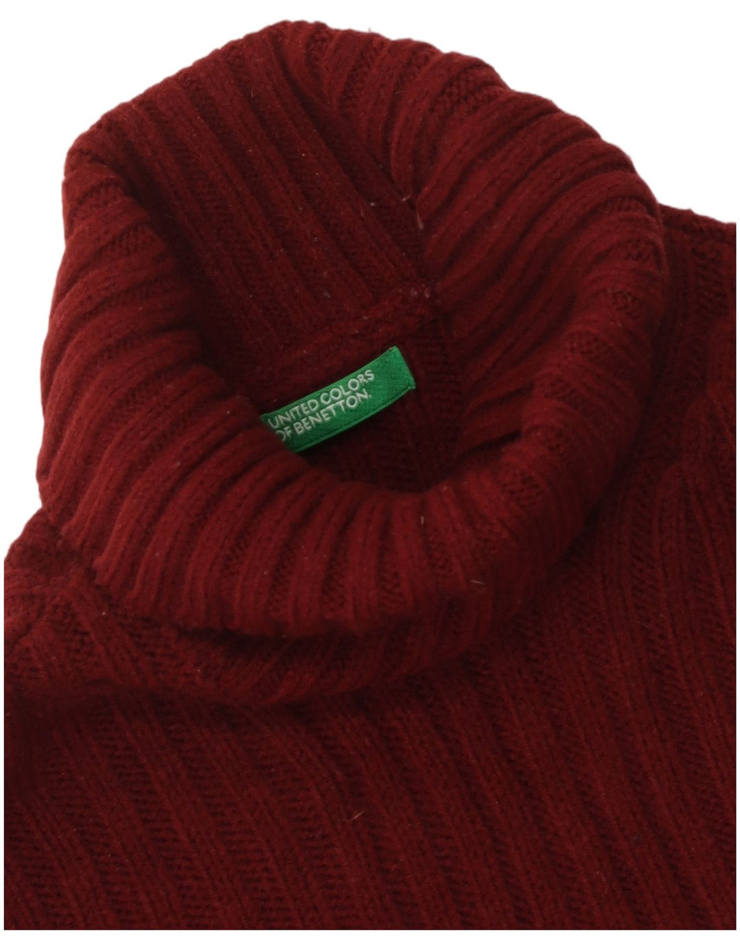 Benetton Herren-Pullover mit Rollkragen, Größe S, Burgunderrot