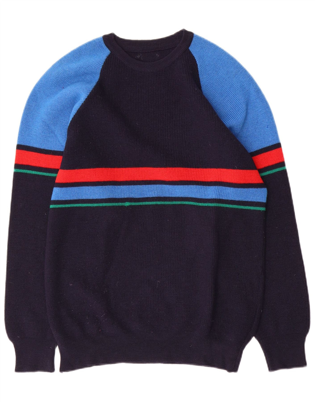 Vintage Herren-Pullover mit Rundhalsausschnitt, mittelgroß, Marineblau, Farbblock