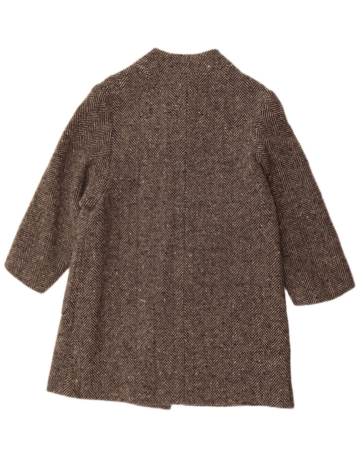 Vintage Damen Mantel UK 14 Mittelgrauer Fischgrätenmuster