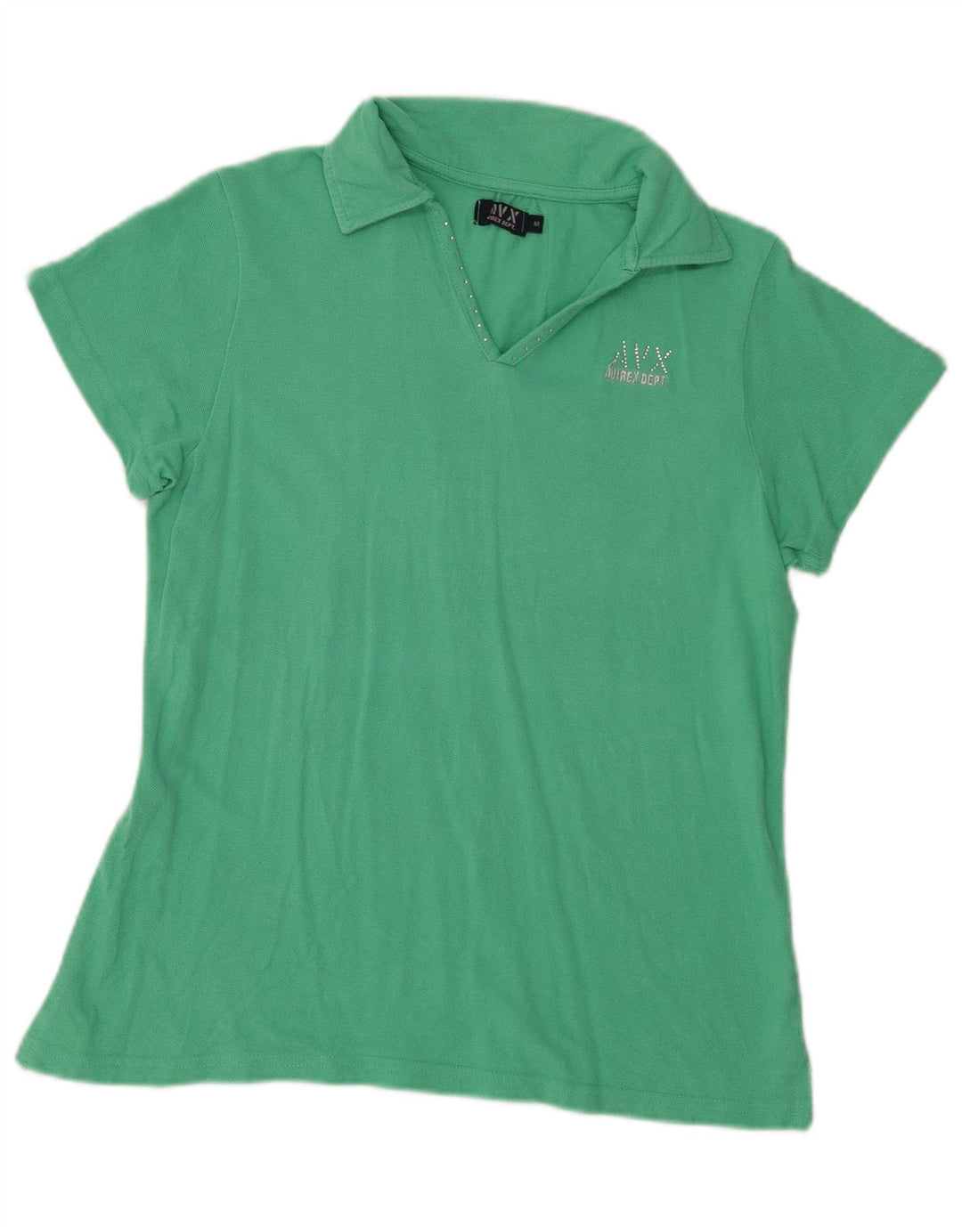 Avirex Damen Poloshirt UK 12 Mittelgrüne Baumwolle