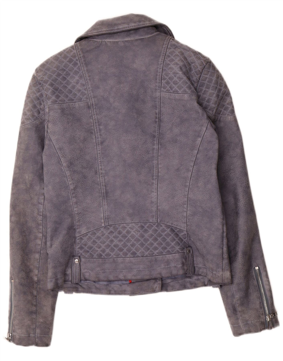 Tommy Hilfiger Damen Kunstleder Bikerjacke UK 10 Small Grau