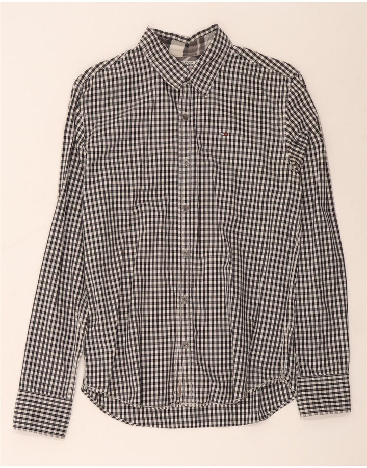 Tommy Hilfiger Herrenhemd aus mittelblauer Gingham-Baumwolle