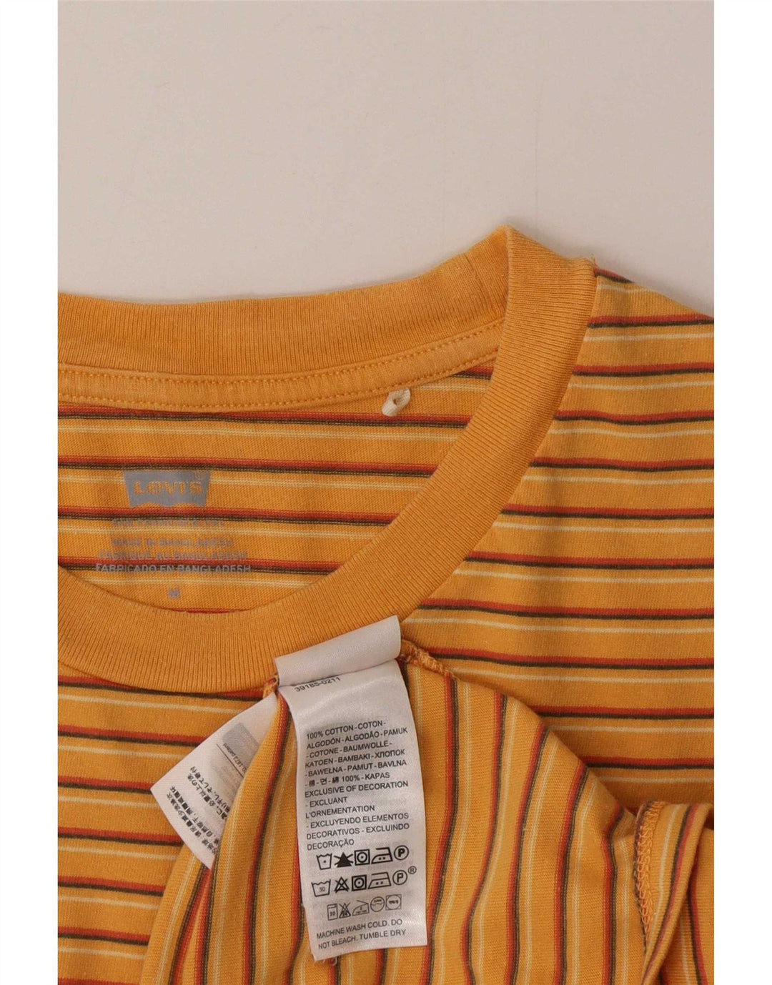 Levi's Damen T-Shirt Top UK 12 Mittelorange gestreift aus Baumwolle