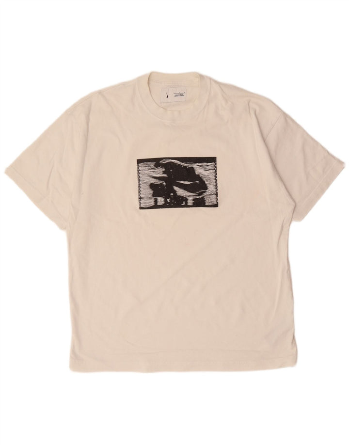 NIKE Herren-T-Shirt mit Grafik, Größe L, aus weißer Baumwolle