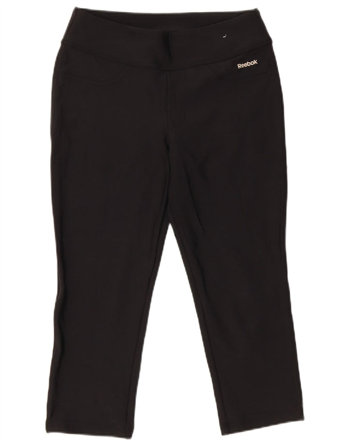 Reebok Damen Caprihose W28 L19 Schwarzes Nylon