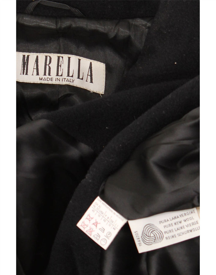 Marella Damen Zweireihiger Mantel UK 12 Mittelschwarze Wolle