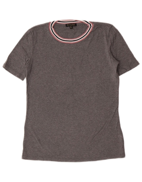 Massimo Dutti Damen T-Shirt Top UK 10 Small Grau