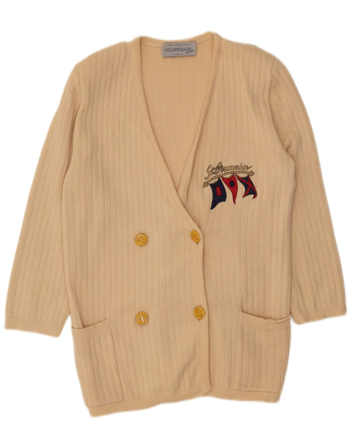 St. Germain Grafischer Longline-Cardigan für Damen IT 48 XL Beige Wolle