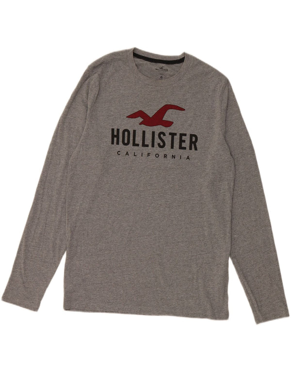 Hollister Mens Graphic Top Long Sleeve Medium Grey Cotton
