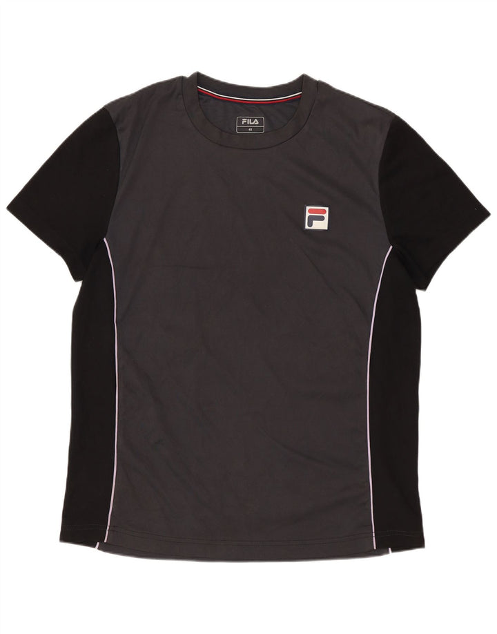 FILA Herren T-Shirt Top IT 48 Mittelgraues Colourblock-Polyester