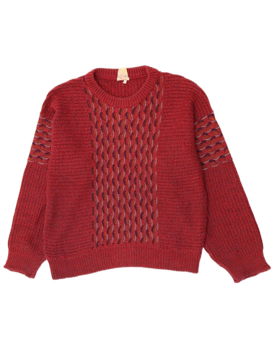 Fiume Herren-Pullover mit Rundhalsausschnitt, Größe 46, klein, kastanienbraun, geometrisches Acryl