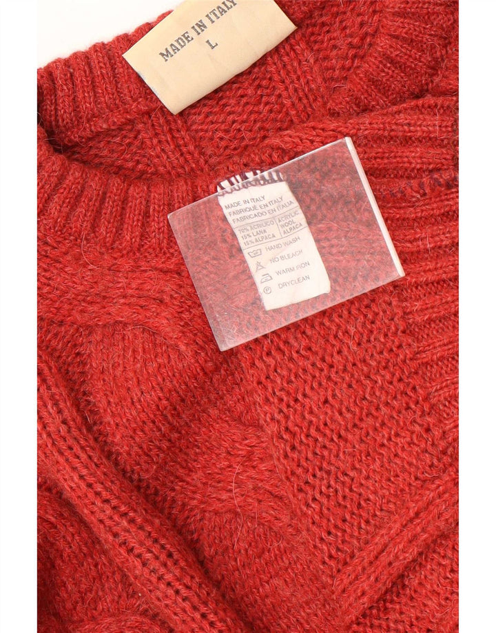 Luidiana Herren-Pullover mit Rundhalsausschnitt, groß, rotes Acryl