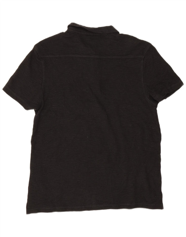All Saints Herren-Poloshirt, groß, schwarze Baumwolle