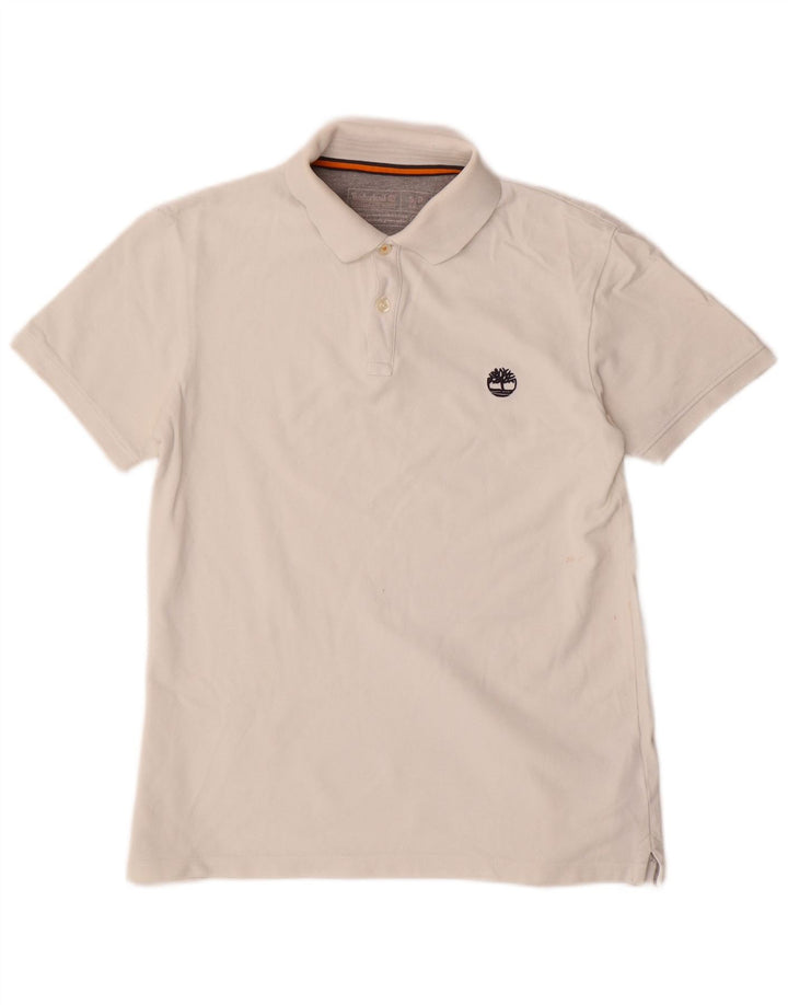 Timberland Herren Slim Fit Poloshirt Small Weiß Baumwolle
