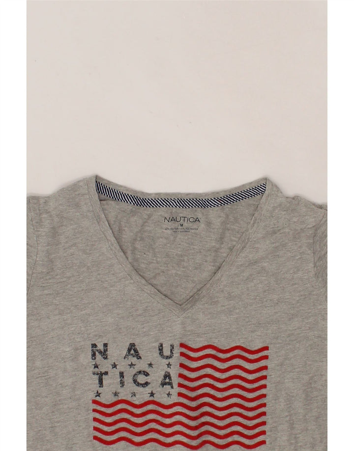 NAUTICA Womens Graphic T-Shirt Top UK 14 Medium Grey Cotton Vintage Nautica and Second-Hand Nautica from Messina Hembry 