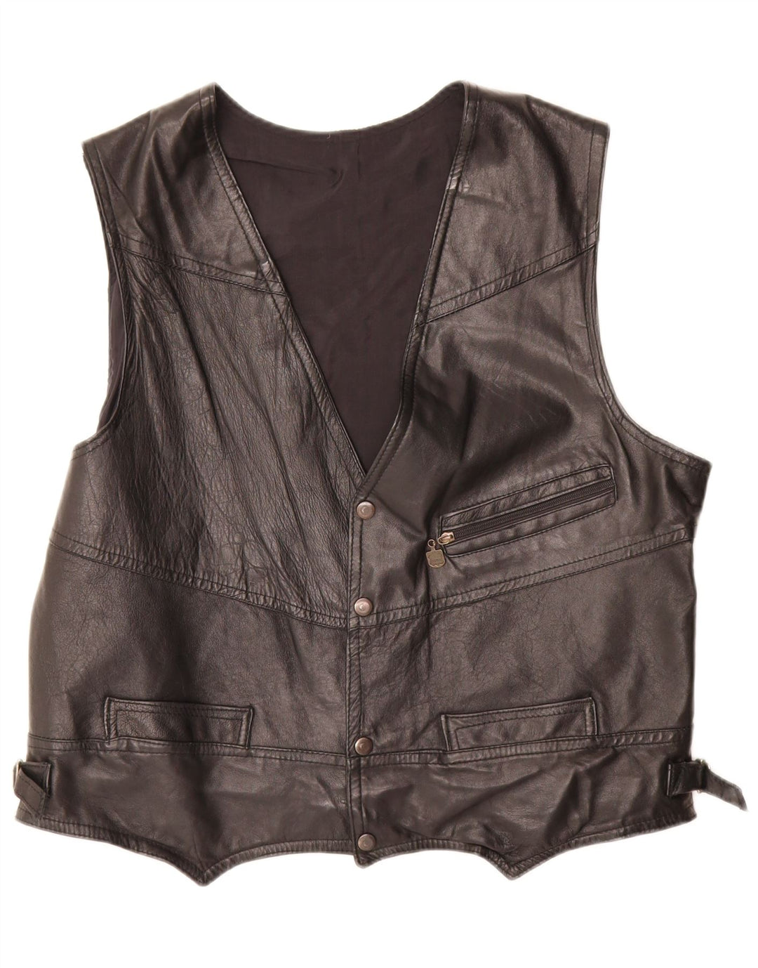 VINTAGE Herren Lederweste Groß Schwarz