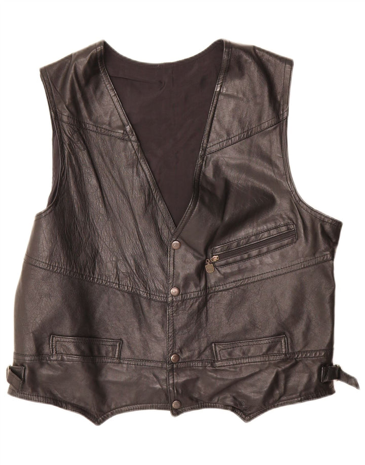 VINTAGE Herren Lederweste Groß Schwarz