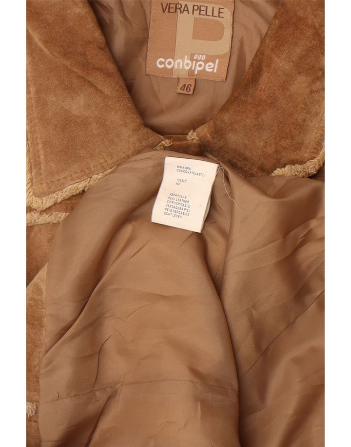 Conbipel Damen Wildlederjacke IT 46 Großes braunes Leder