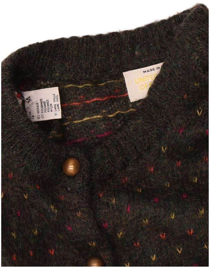 Benetton Damen-Cardigan-Pullover UK 14 Medium Mehrfarbig Fair Isle