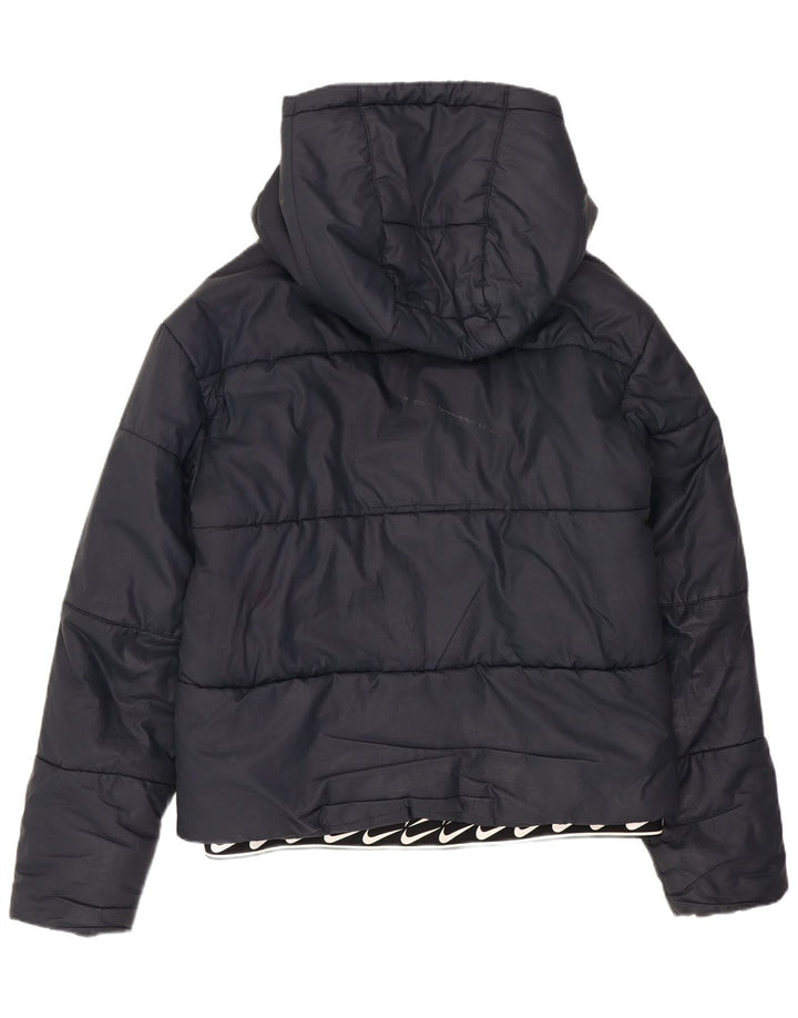 Nike Damen-Kapuzenjacke, wattiert, Gr. 10, Größe S, Schwarz, Polyester