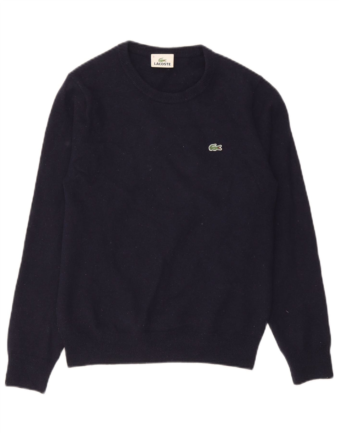 Lacoste Herren-Pullover mit Rundhalsausschnitt, Größe 3, klein, marineblaue Schurwolle