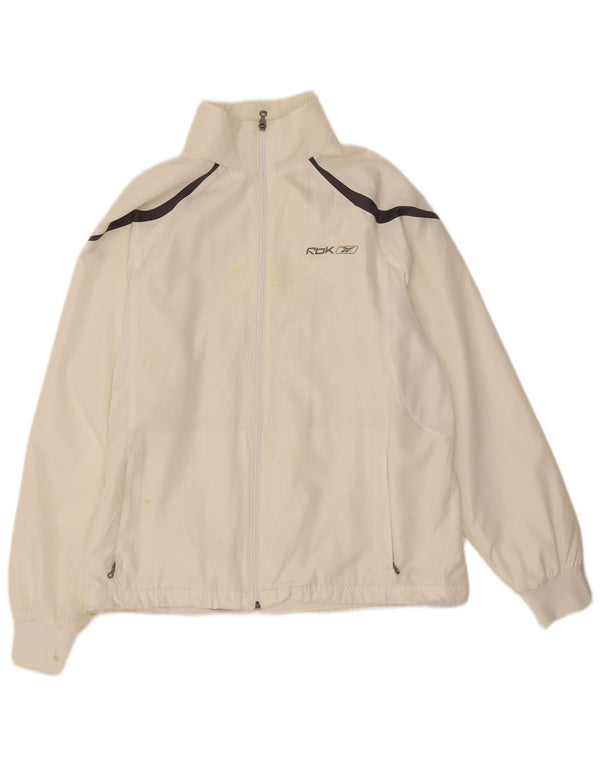 Reebok Mens Tracksuit Top Jacket Small White Colourblock Polyester