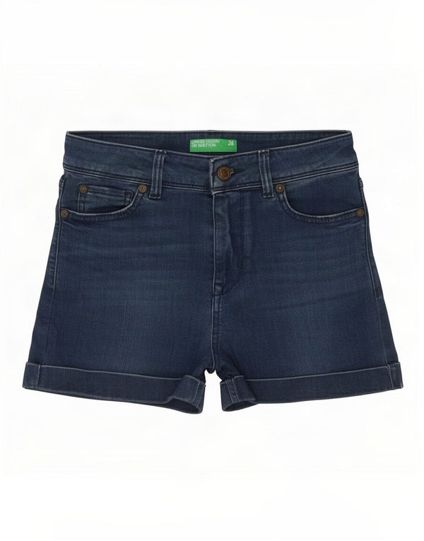Benetton Damen-Jeansshorts, Größe S, Größe W26, Marineblau, Baumwolle