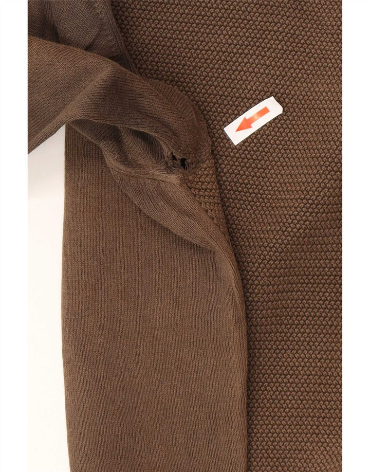 Zara Herren-Pullover mit Rundhalsausschnitt, groß, braune Baumwolle
