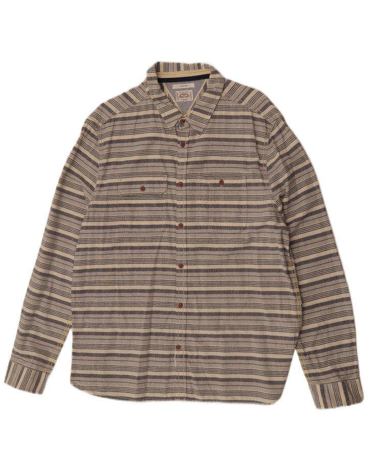 White Stuff Herren Slim Fit Hemd 2XL Beige gestreift aus Baumwolle