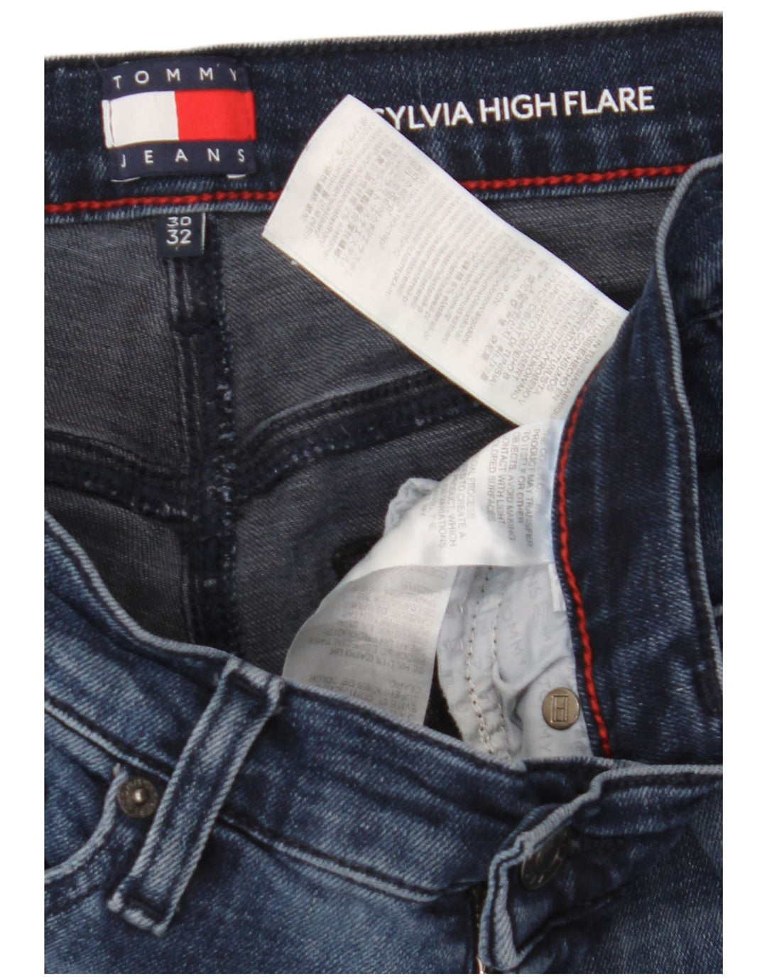 Tommy Hilfiger Damen Sylvia Flared Jeans W30 L32 Marineblau Baumwolle