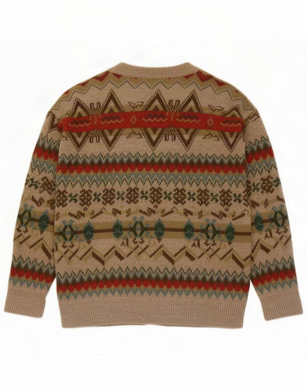 Quadro Herren Cardigan Pullover Medium Beige Geometrisch