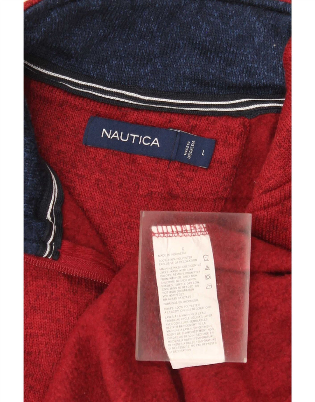 Nautica Herren-Sweatshirt mit Reißverschluss am Hals, großes bordeauxrot meliertes Polyester