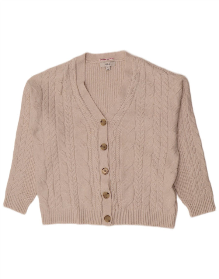 Marks & Spencer Damen-Cardigan-Pullover UK 14 Medium Beige Polyester