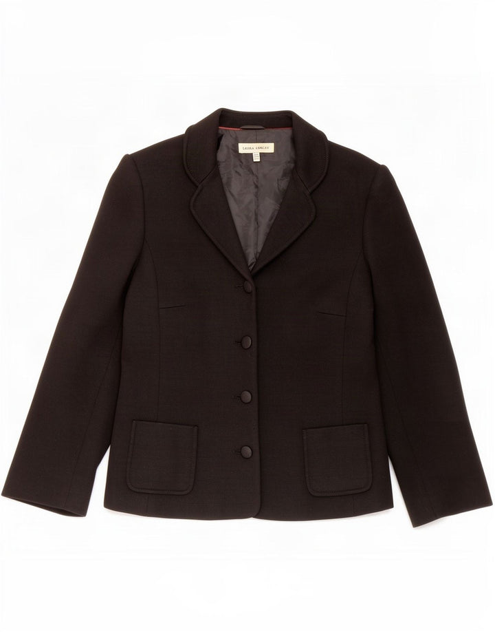 Laura Ashley Damen-Blazerjacke mit 4 Knöpfen, Gr. 14, Größe L, Schwarz, Acryl