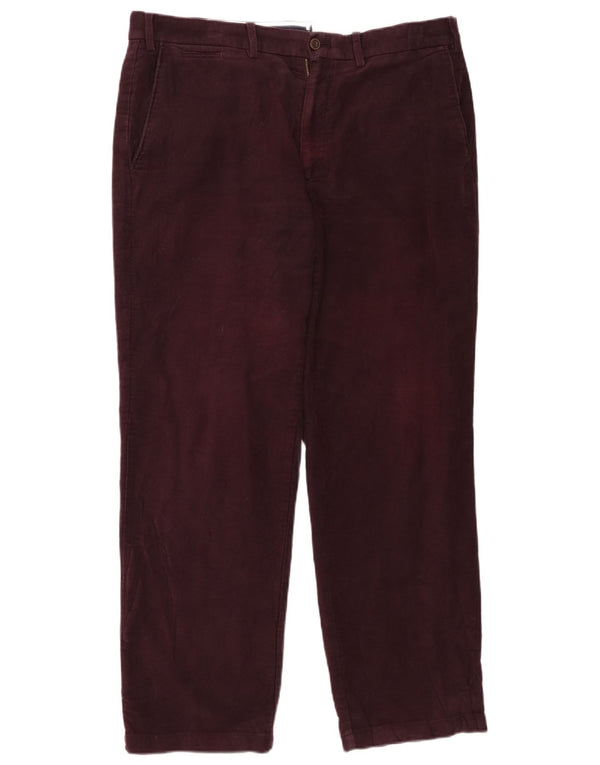 Marks & Spencer Herren Cargo Regular Chinohose W36 L29 Burgunderrote Baumwolle