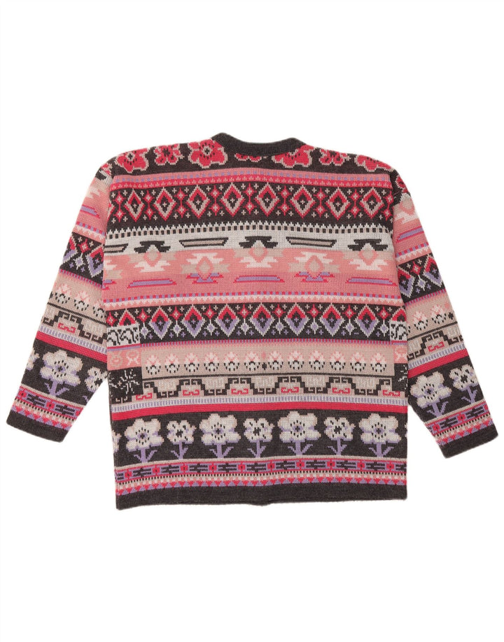 CANDA Damen-Strickjacke in Übergröße, Gr. 14, Mittelrosa, Fair Isle