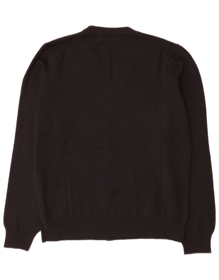 SISLEY Damen-Pullover mit V-Ausschnitt, UK 14, mittelschwarze Wolle